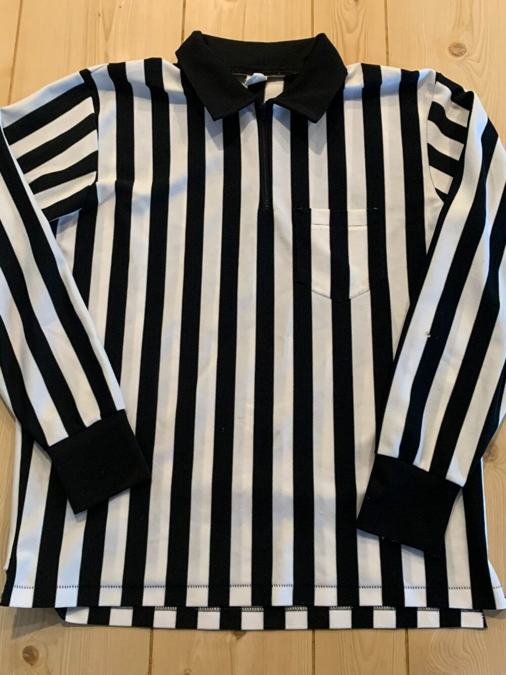 Vintage 90s Cliff Keen Athletic Sports Referee Striped Long Sleeve Polo Shirt XL